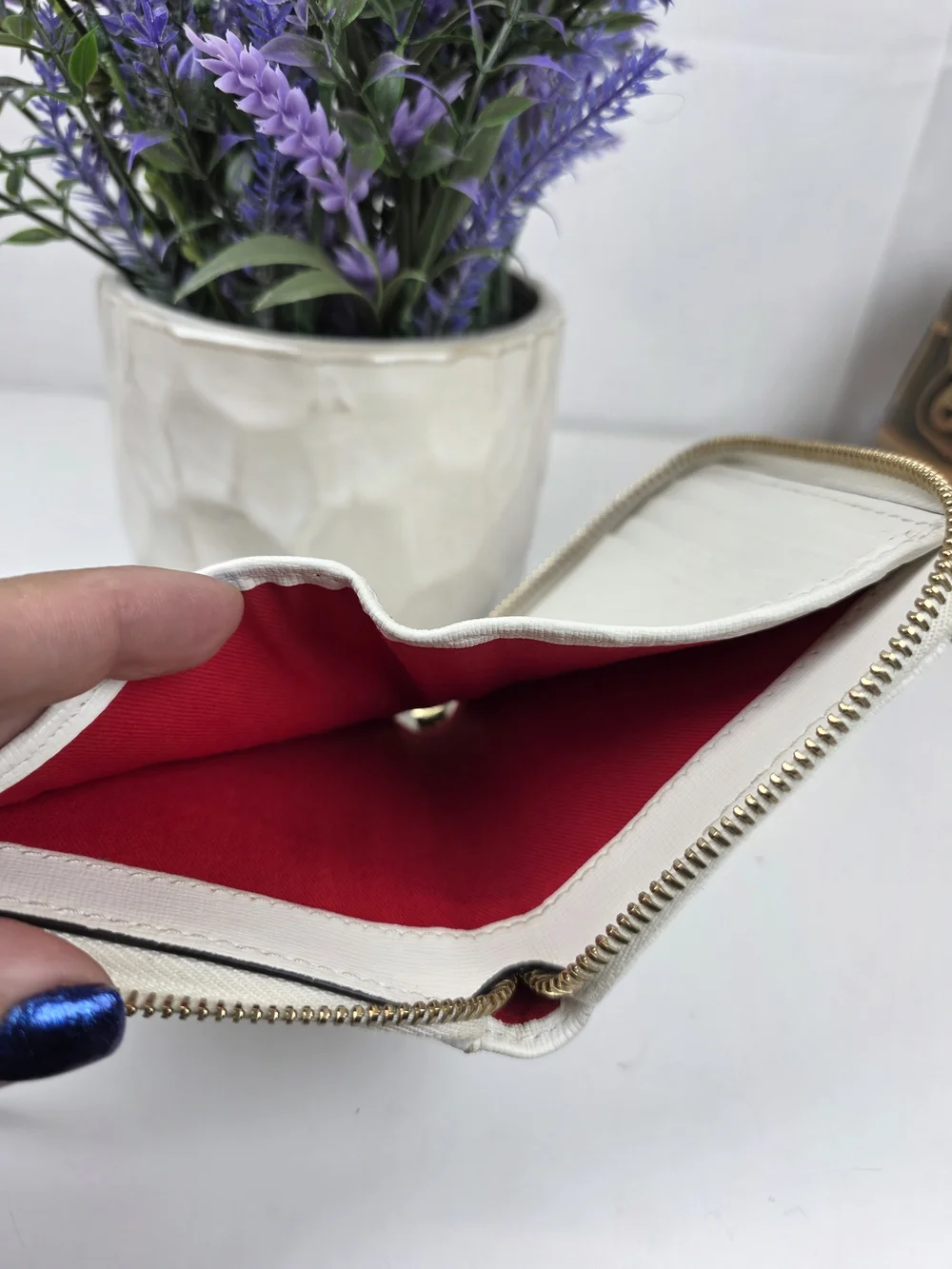 Dooney & Bourke White Cream Zip-Around Compact Wallet